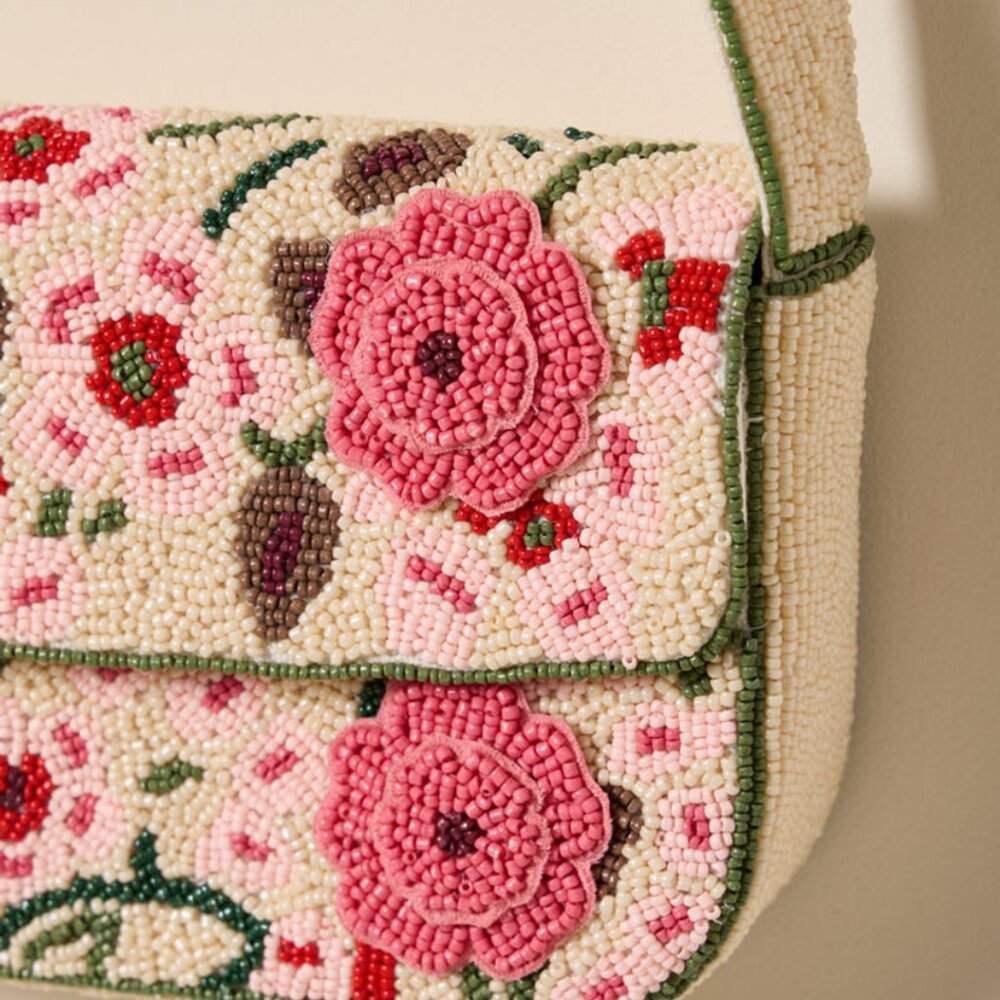 India Boutique Pink Floral Beaded Shoulder Bag - Picture 3 of 15